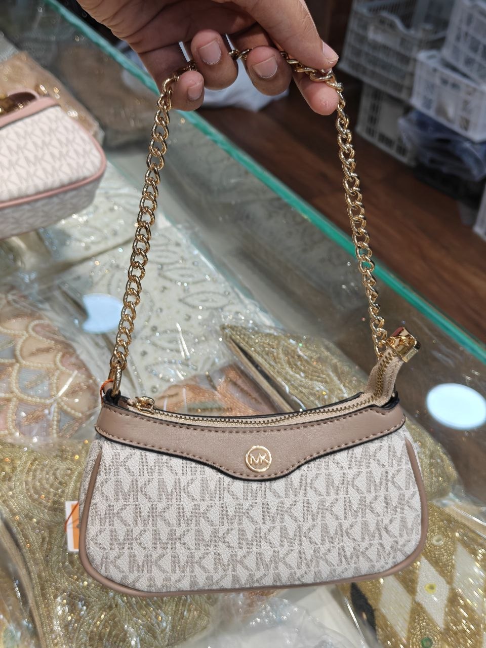 Mk Chain sling With Long Belt ( MINI phone sized )