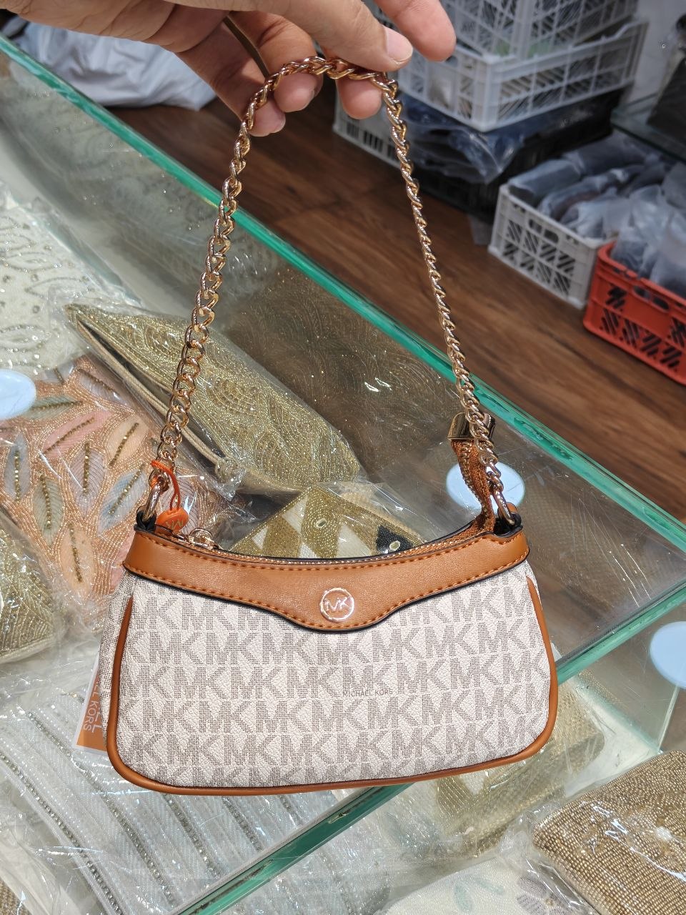Mk Chain sling With Long Belt ( MINI phone sized )